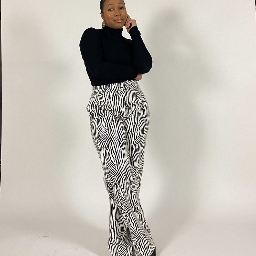 New Bold Faux Leather Zebra Pants